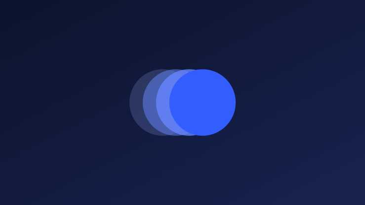 A transition of a circle shape through different hues and transparency, representing animation frames