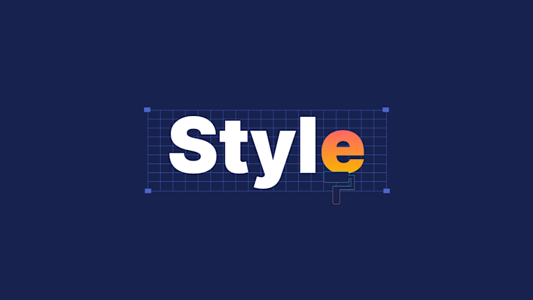 The word style with some letter colour change on a blue background