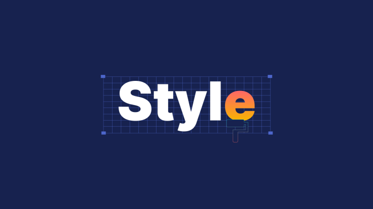 The word style with some letter colour change on a blue background