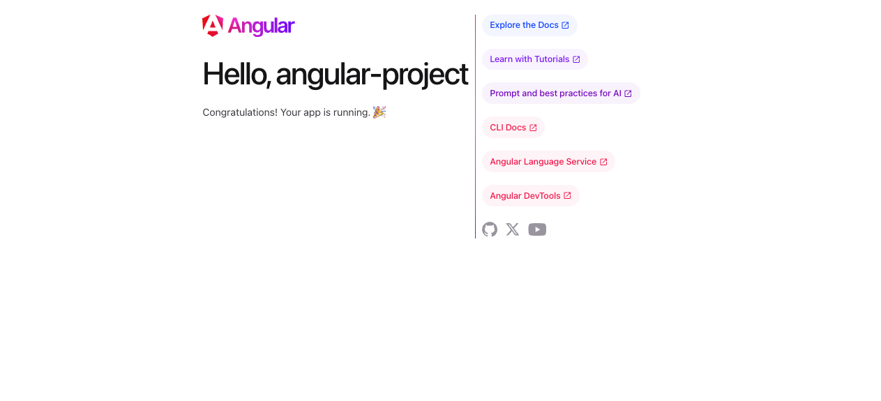 A screenshot of a basic Angular project in a web browser