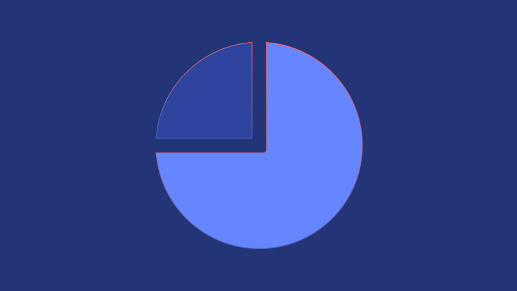 Pie chart depicted in contrasting colours