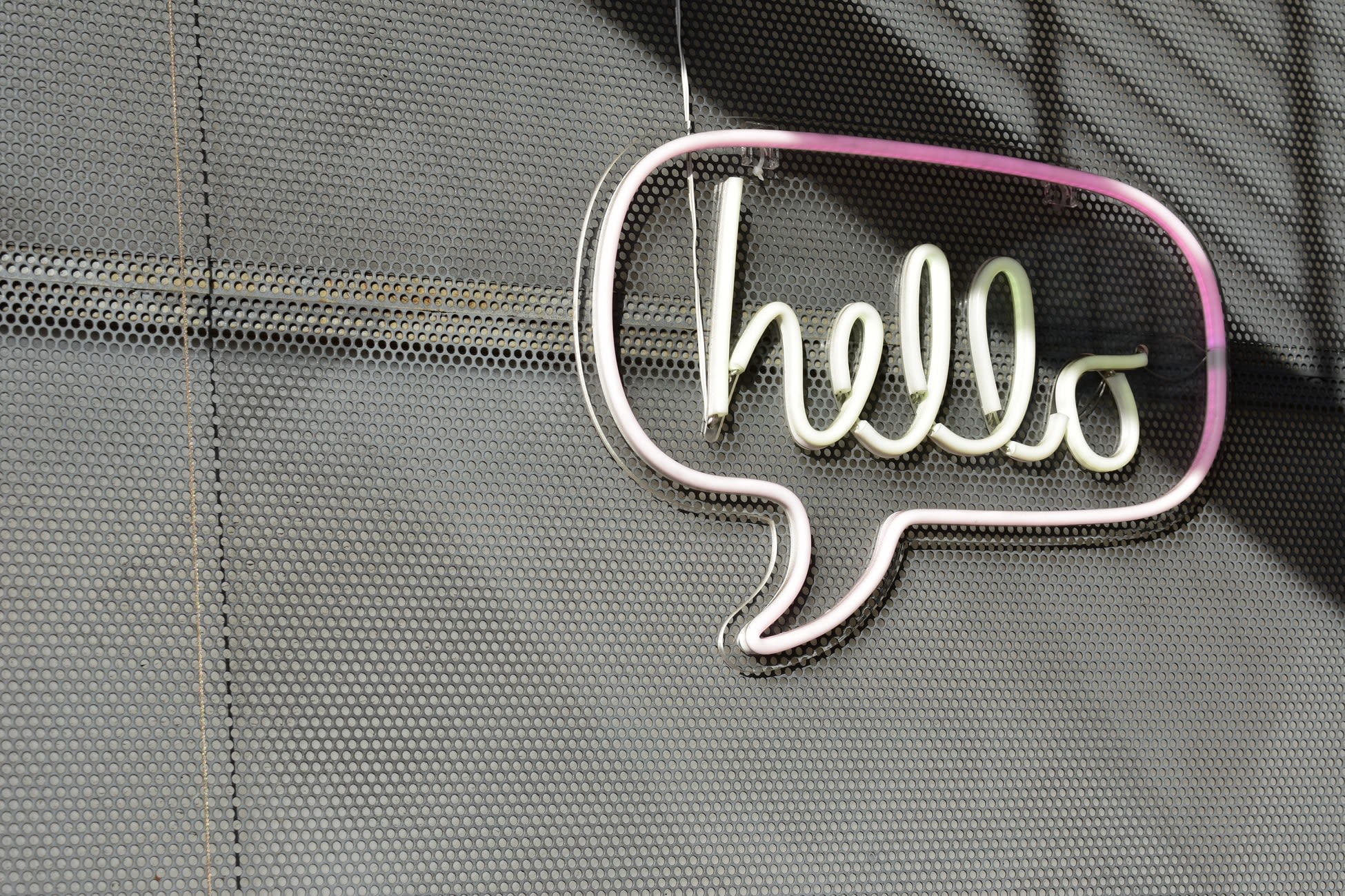 Neon sign saying "Hello"