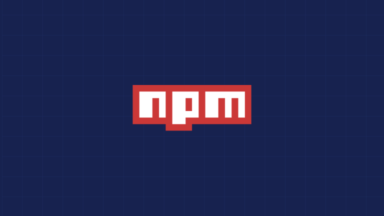 npm logo appearing on a grid background.