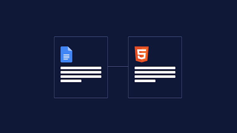 Google Docs and HTML logos and bars representing copy and paste text