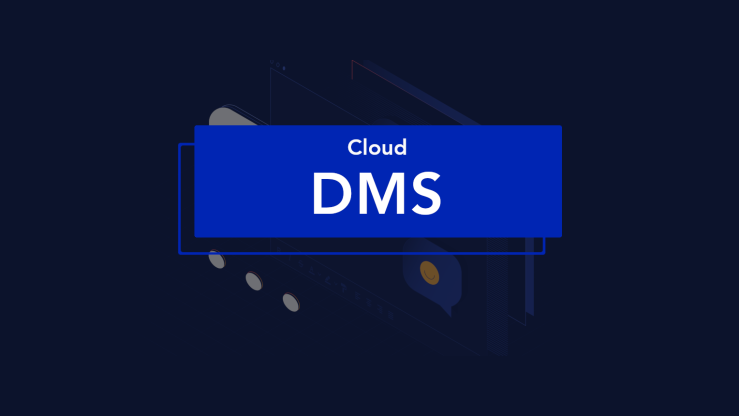 Cloud DMS with TinyMCE written on a button, with rich text editor symbols in the background.