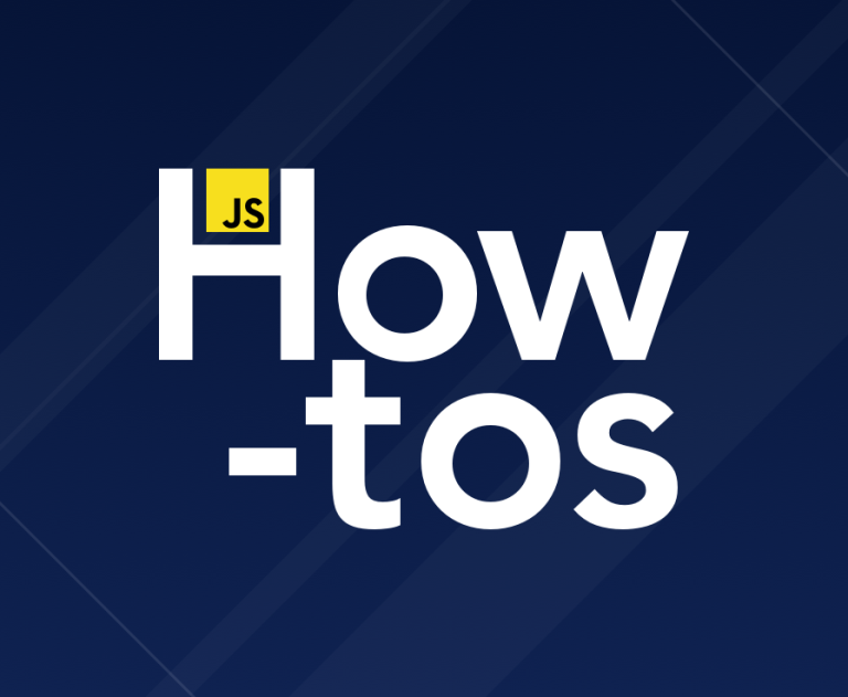 Text "How-tos" with JavaScript logo nestled in the top of the 'H'.