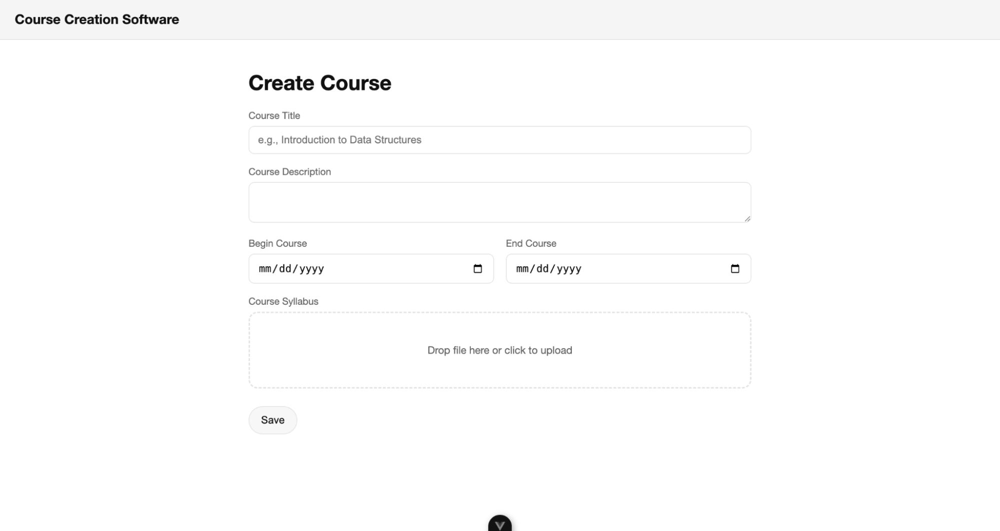An image of a Create Course page inside a Learning Management System using TinyMCE