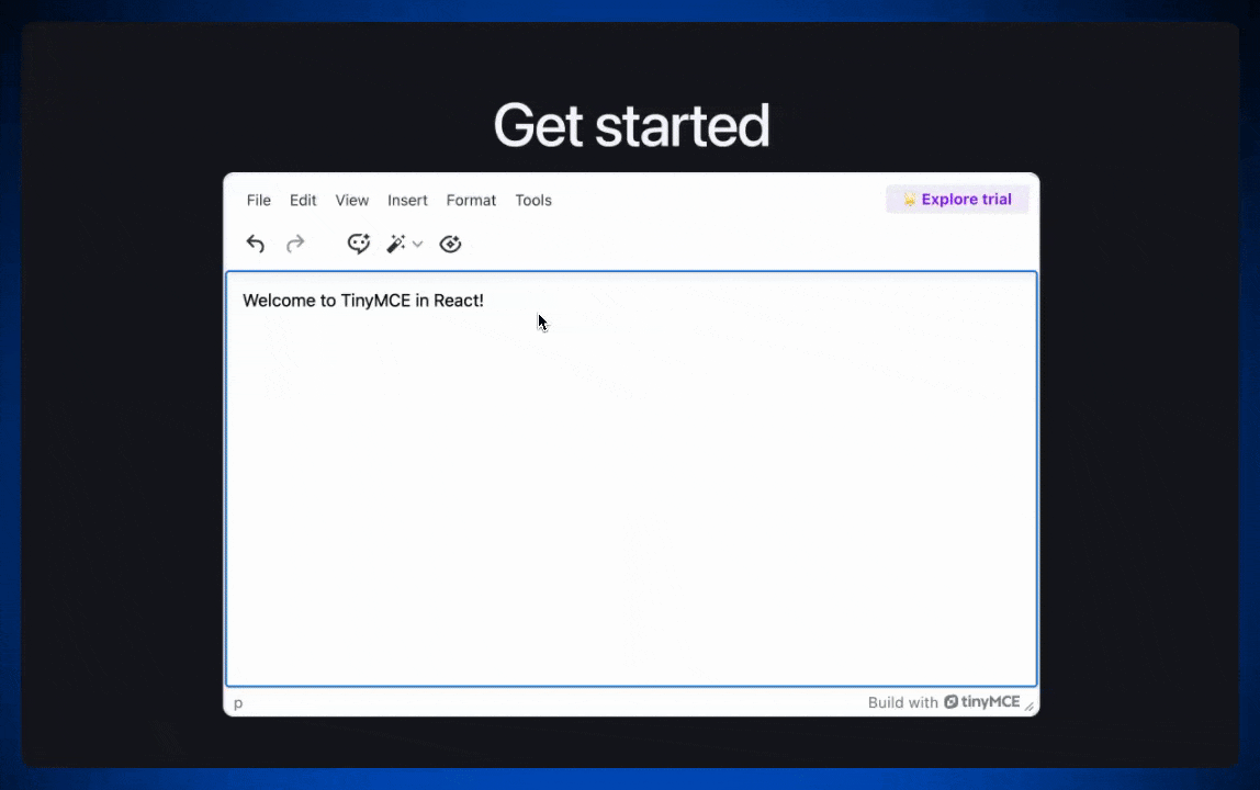 TinyMCE AI default Quick Actions at work
