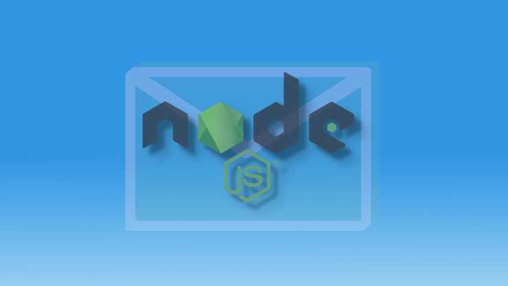 Node JS used for sending test email, represented by an envelope icon and the node logo.