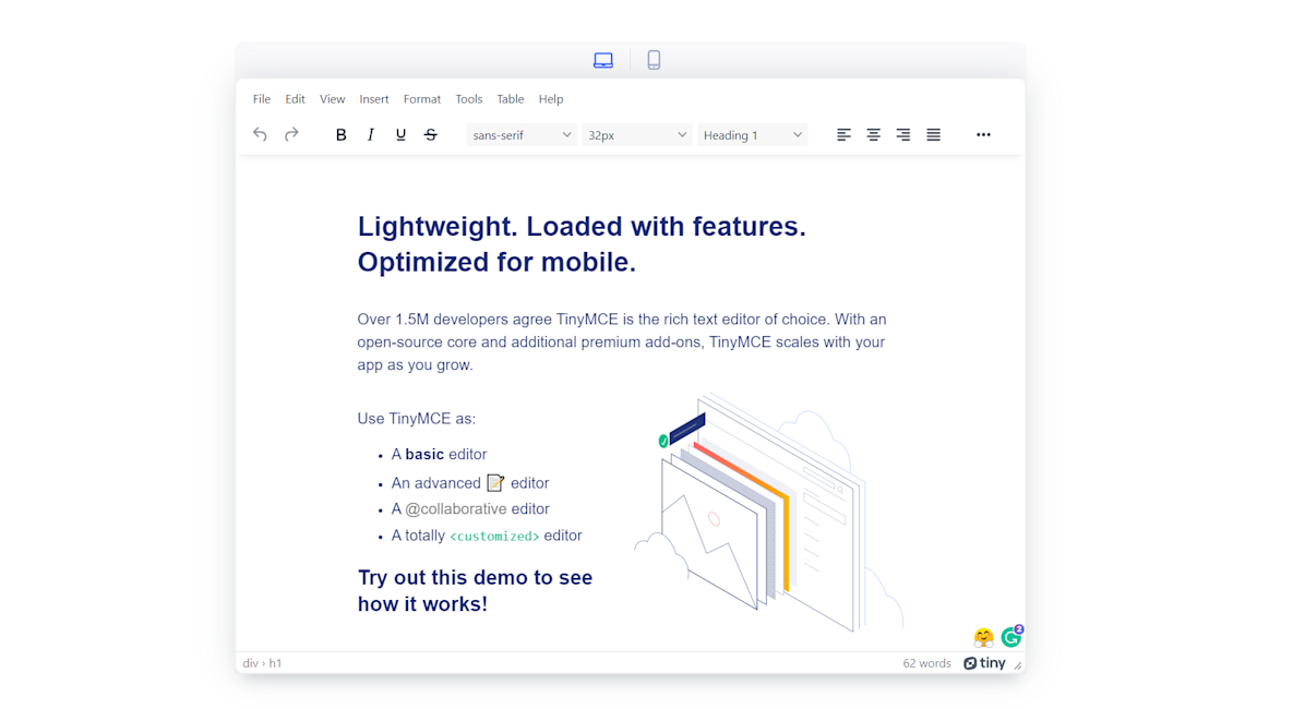 TinyMCE running in the browser