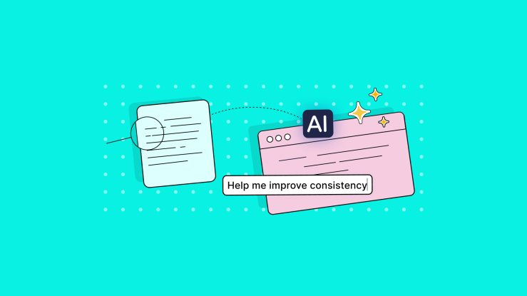 An illustration showing how an Ai assistant can improve consistency in writing by TinyMCE