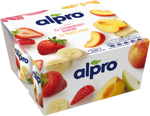 Alpro Aardbei-Banaan / Peer-Perzik Plantaardig Alternatief voor Yoghurt Zonder Stukjes