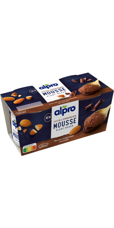 Alpro amandel-chocolademousse met romig chocoladelaagje