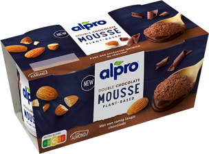 Alpro Mousse Chocolat-Amande avec une onctueuse ganache au chocolat