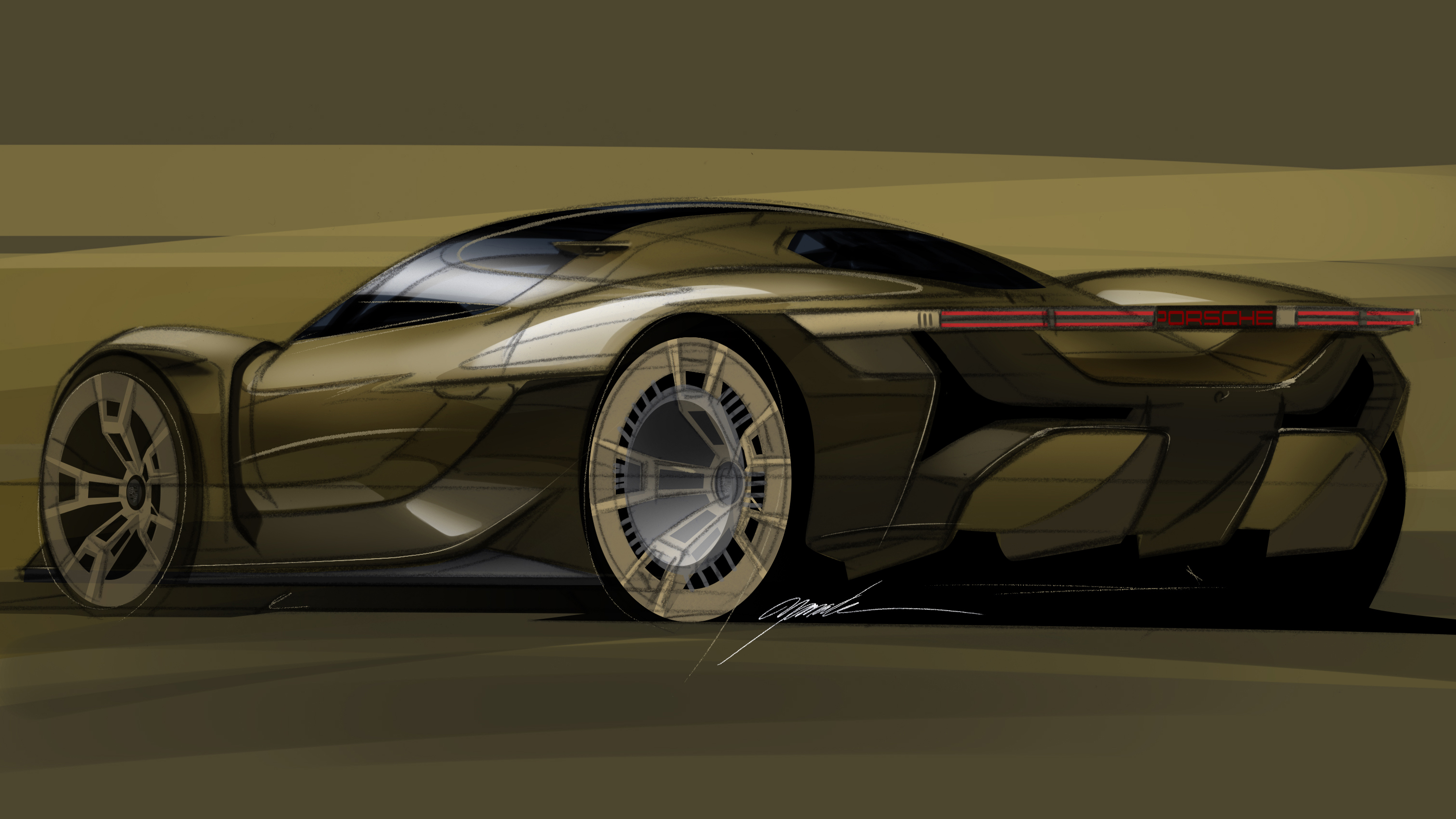 Porsche Mission X concept rear three-quarter design study