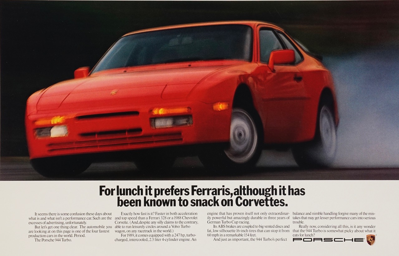 Old Porsche 944 Turbo magazine advertisement spread