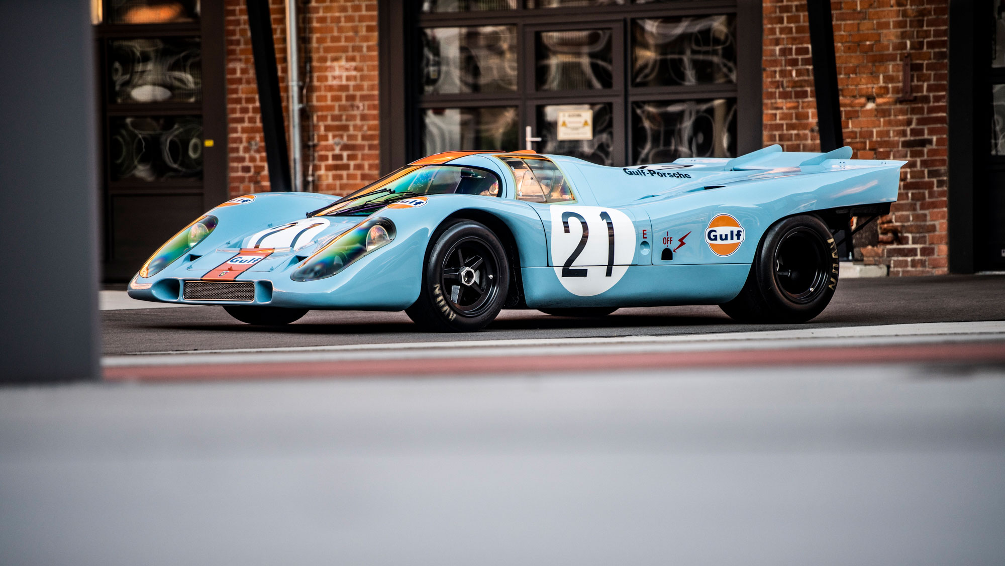 Porsche 917 K in iconic blue and white Gulf livery