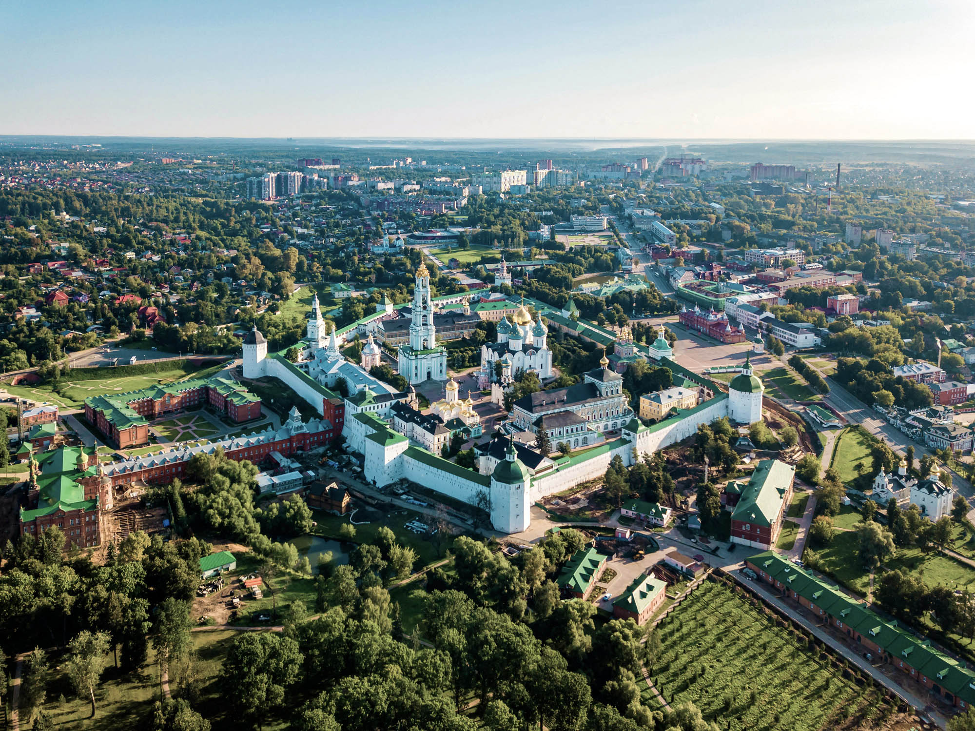 Walled monastery complex of Sergiyev Posad, Russia, from the air