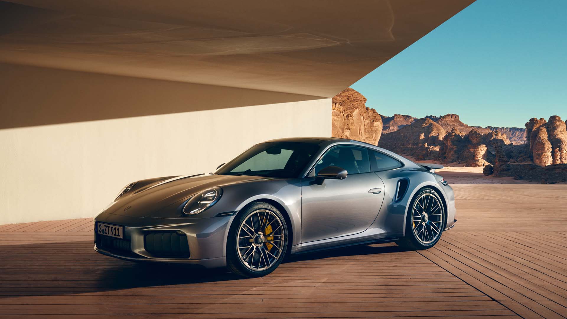 Front side view of Porsche 911 Turbo S