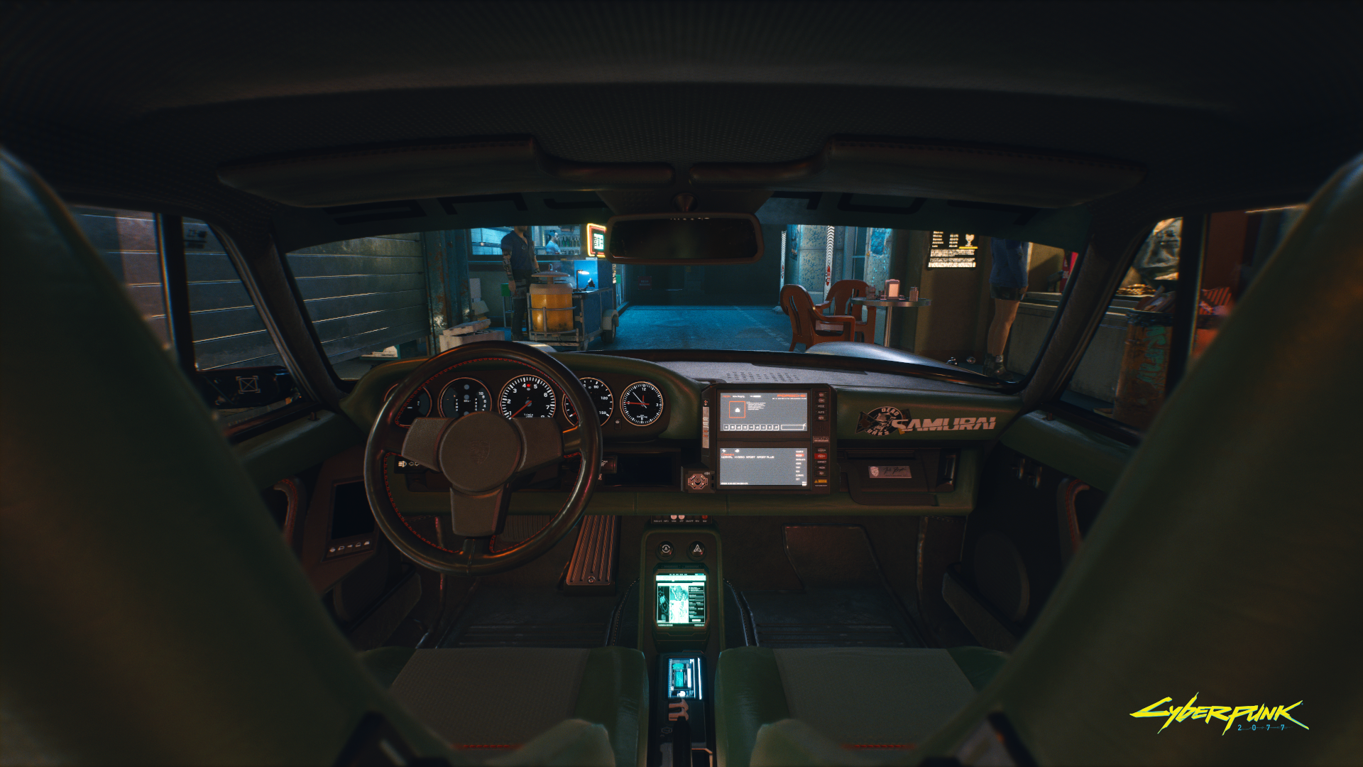 The interior of the Porsche 911 Turbo from Cyberpunk 2077