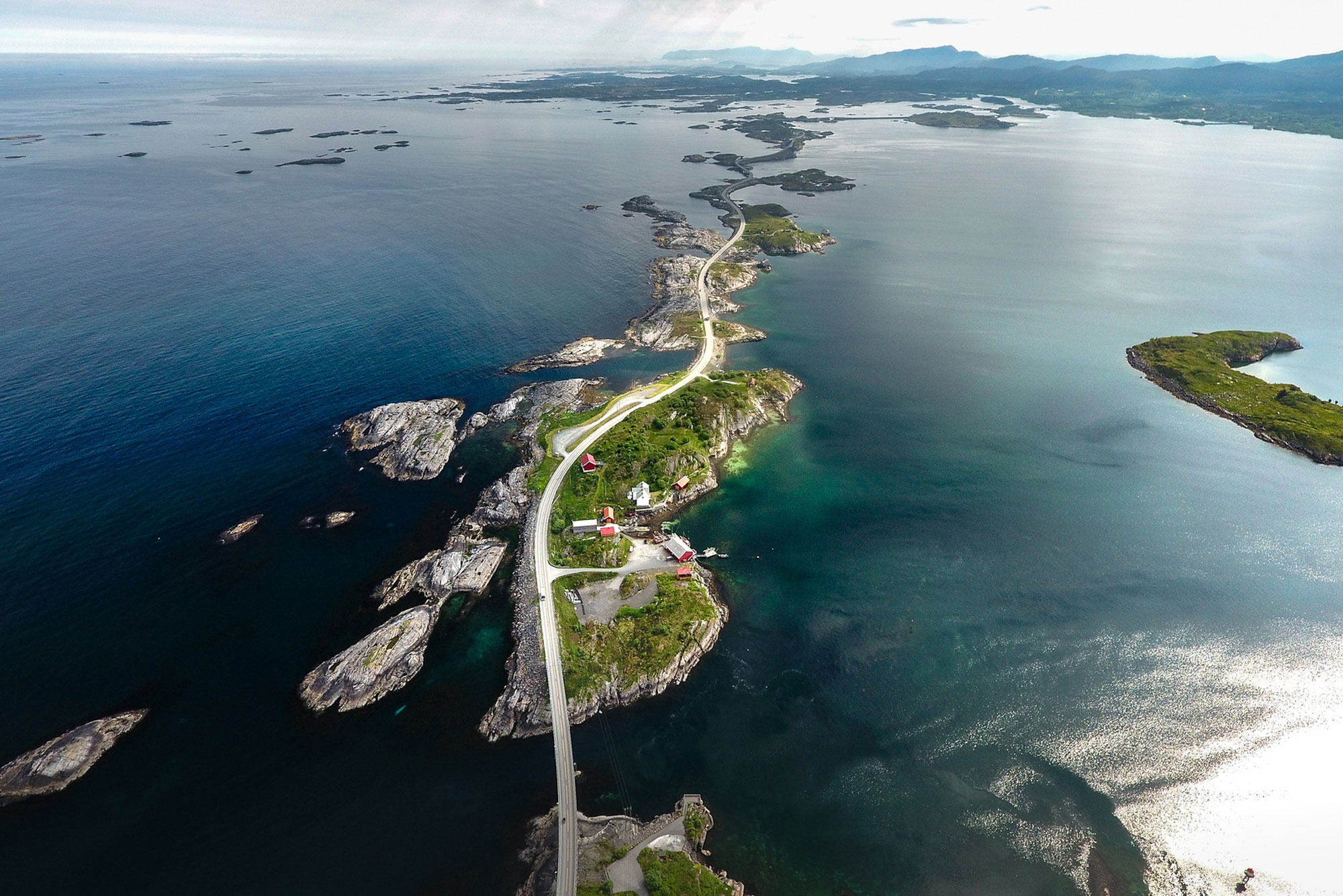 Aerial view of Atlantic Ocean Road in Norway