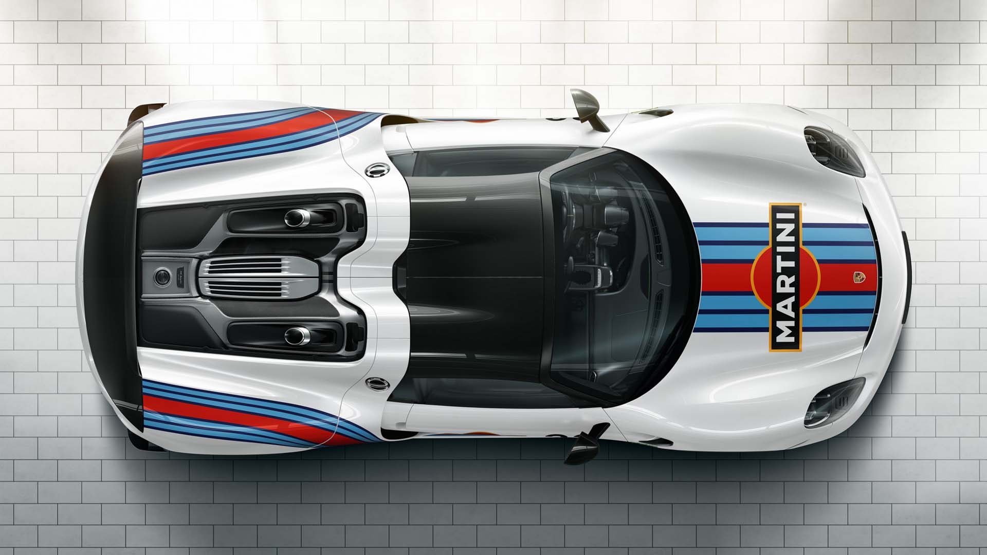 porsche 918 spyder martini overhead view wallpaper desktop