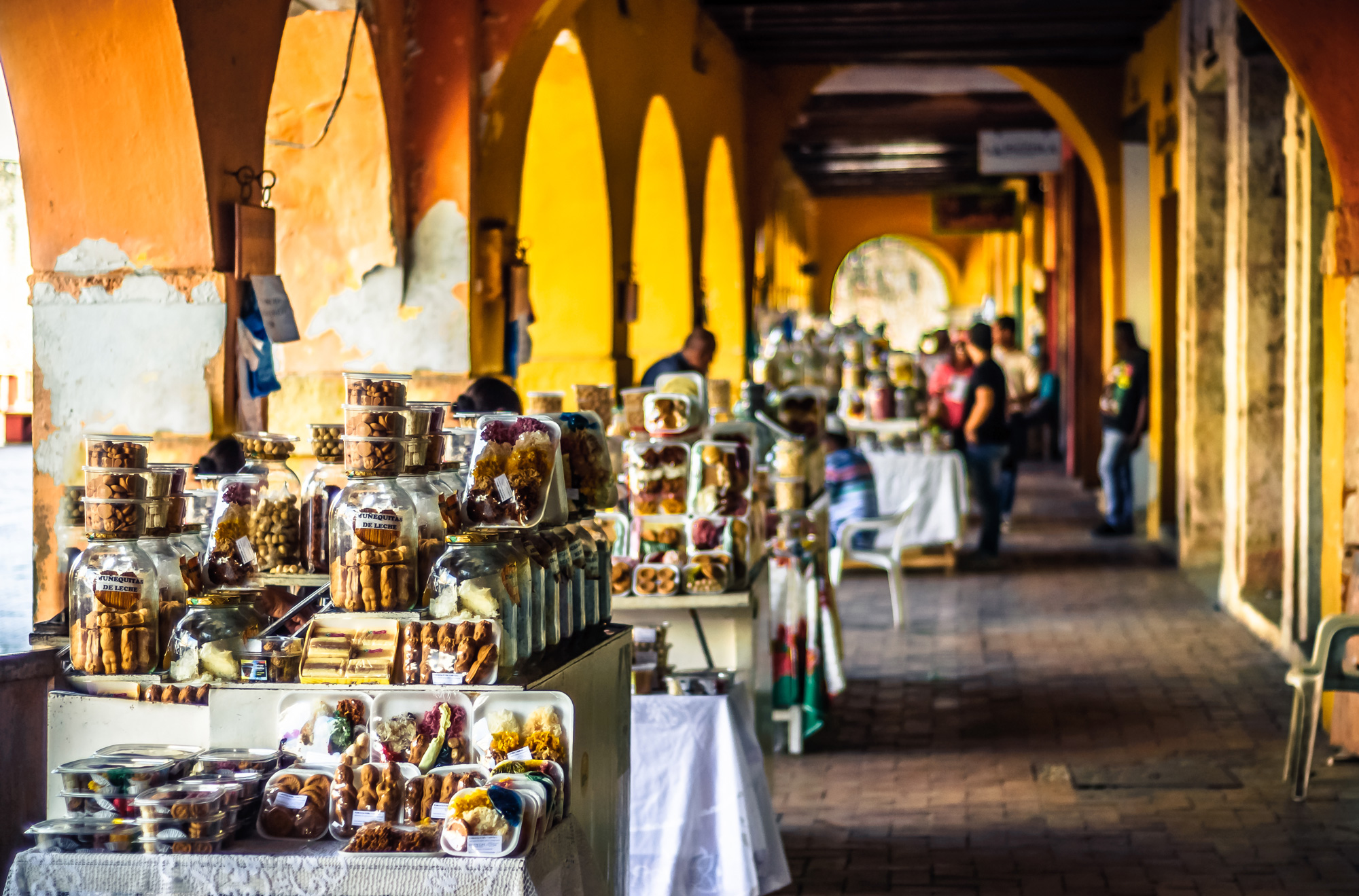 Confectionery stand in Portal de los Dulces arcaded gallery, Cartagena