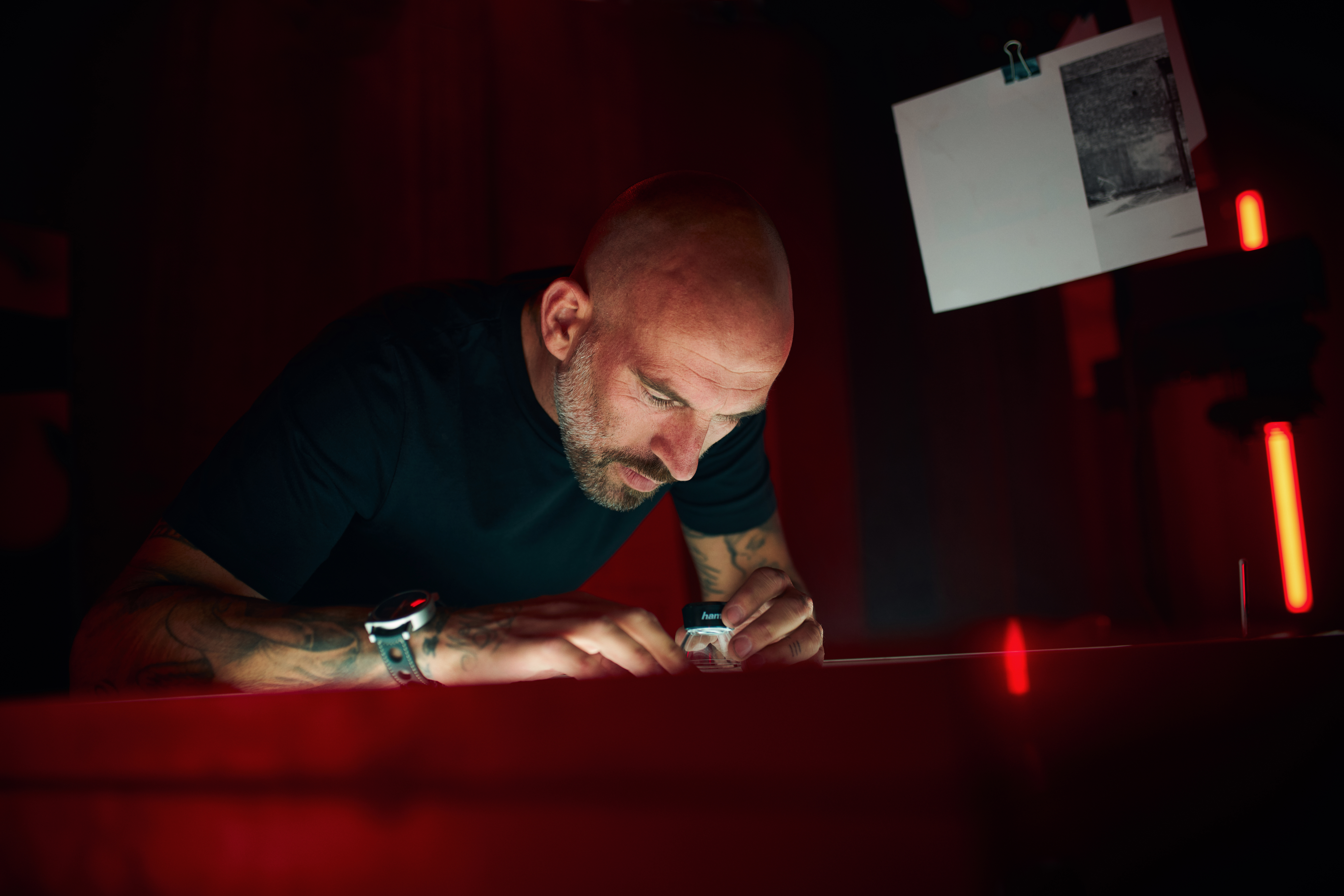 Bart Kuykens at work in his darkroom for photo development
