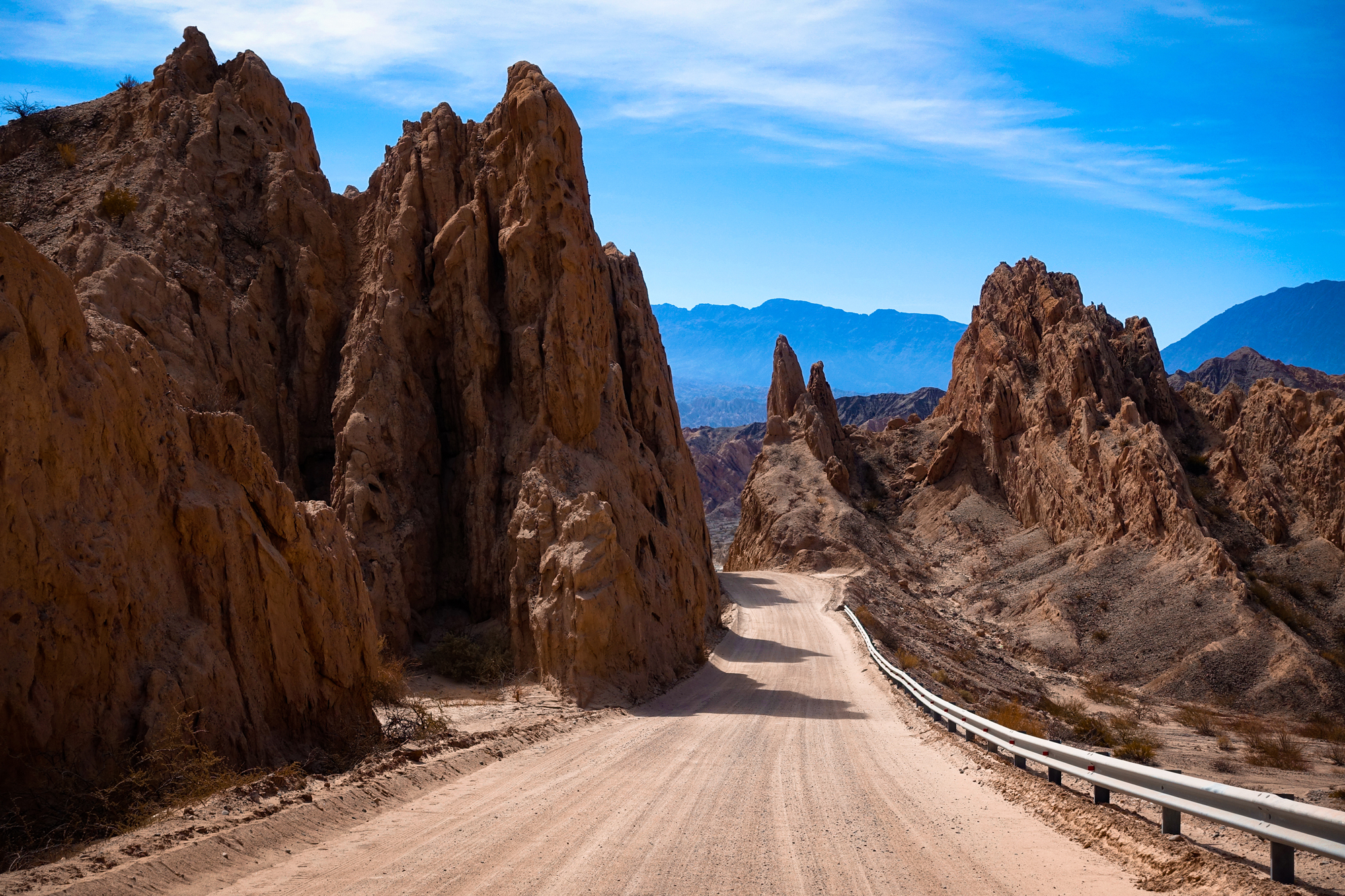 Highway through the other-worldly rock formations of Quebrada de las Fletchas