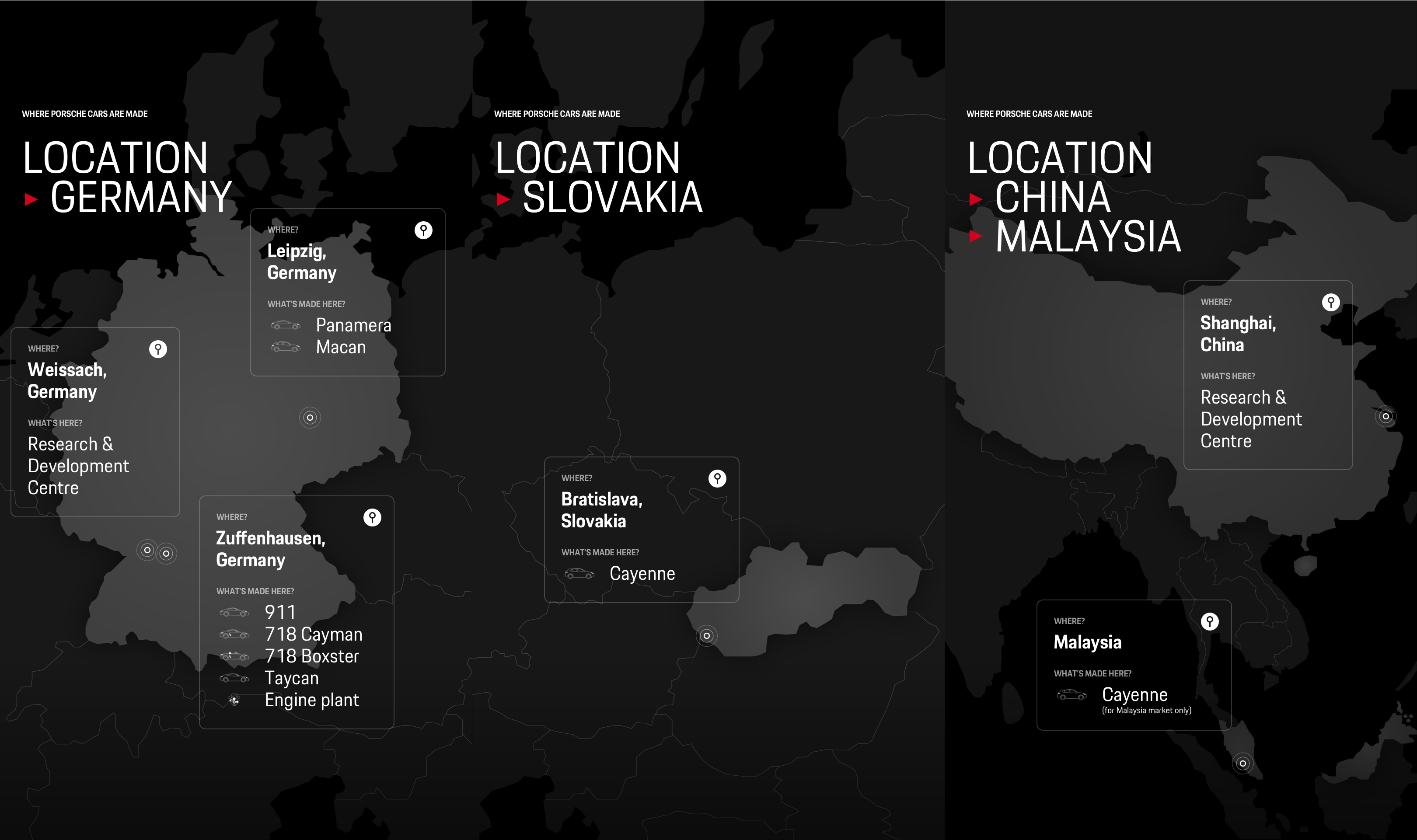 Graphic of global Porsche factories and China’s R&D location