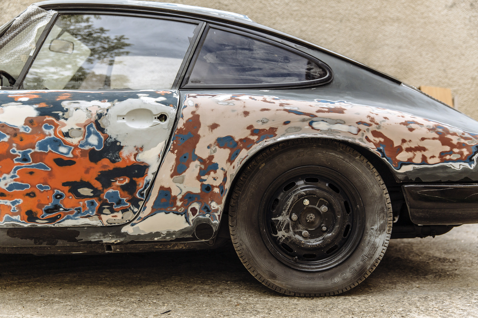 Section of Porsche 912 being restored showing bodywork changes