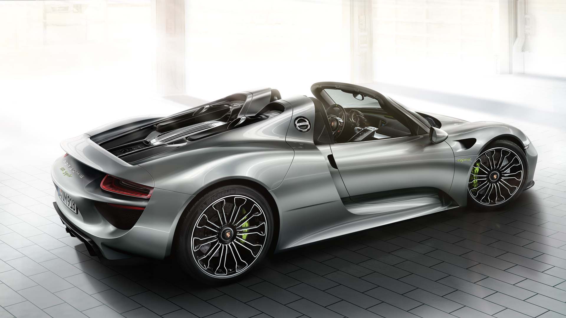 porsche 918 spyder rear view wallpaper desktop 