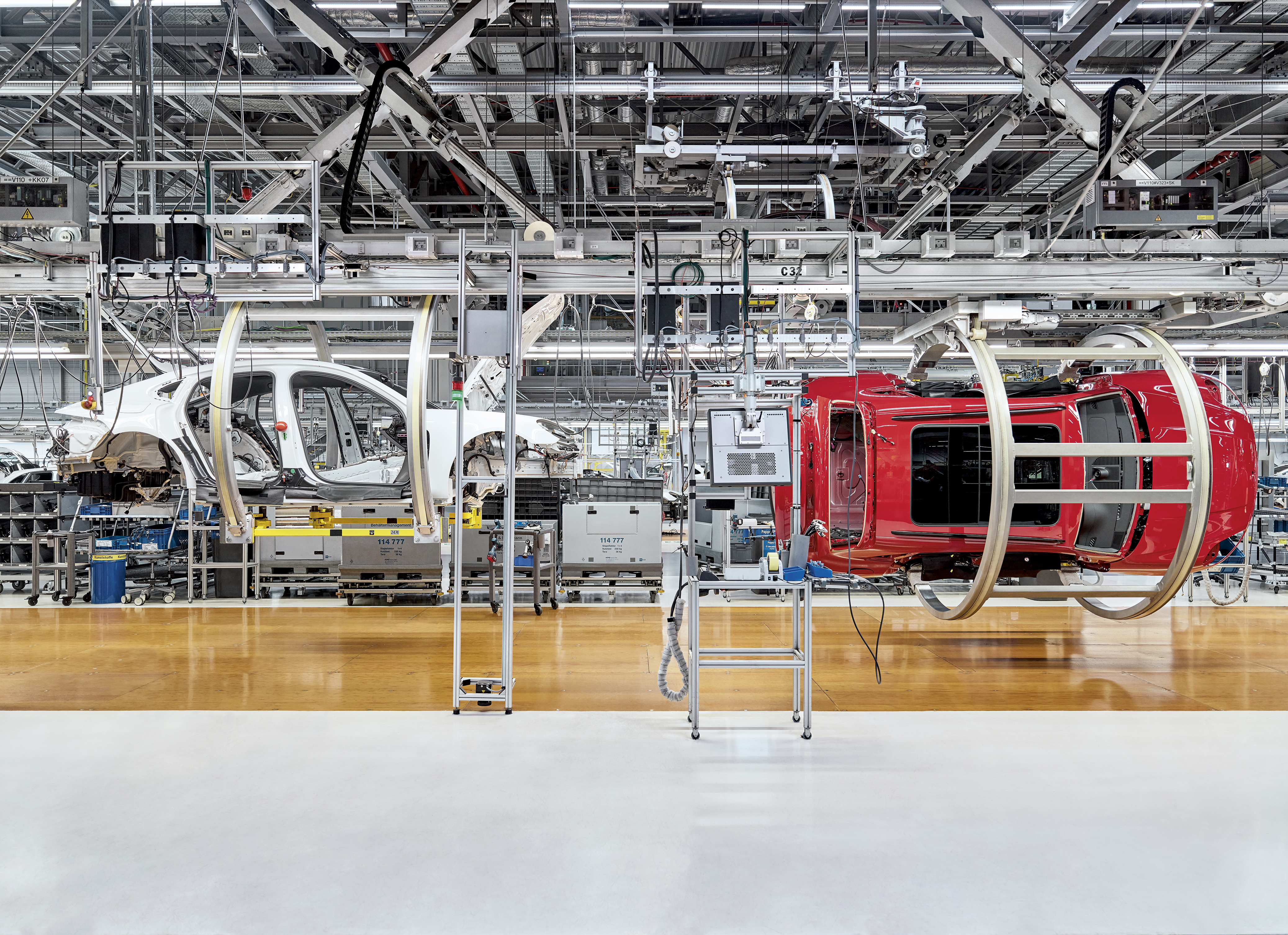 Cars on production line at Porsche
