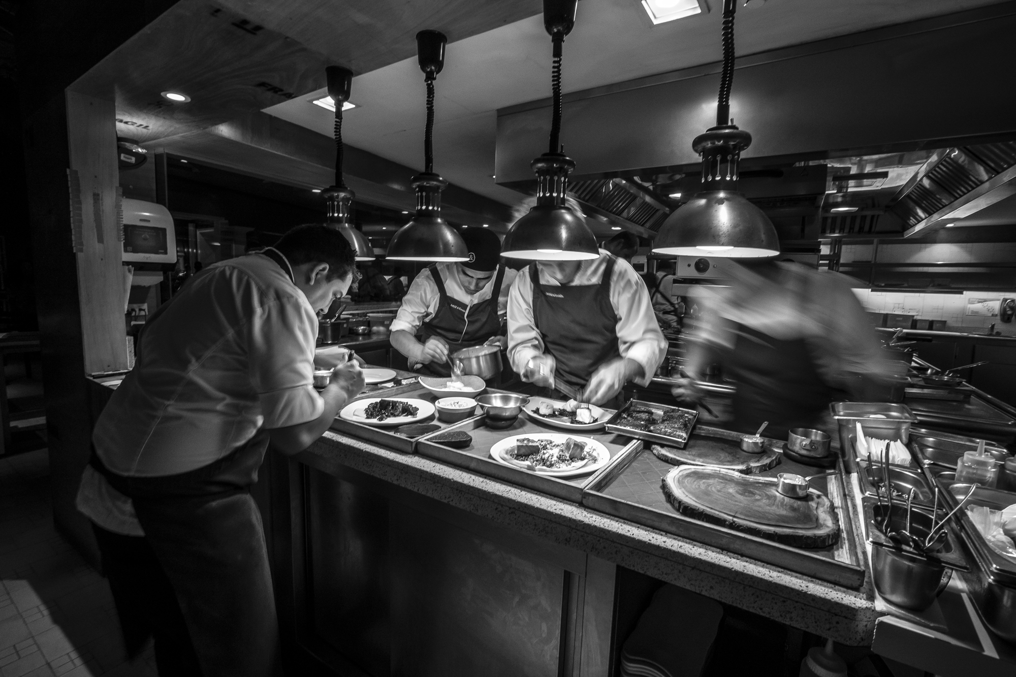 Chef Gastón Acurio at work with his team in the kitchen