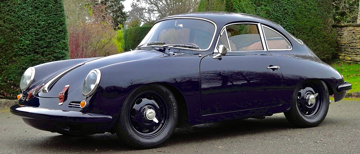 Dark blue Porsche 356 in pristine restored condition
