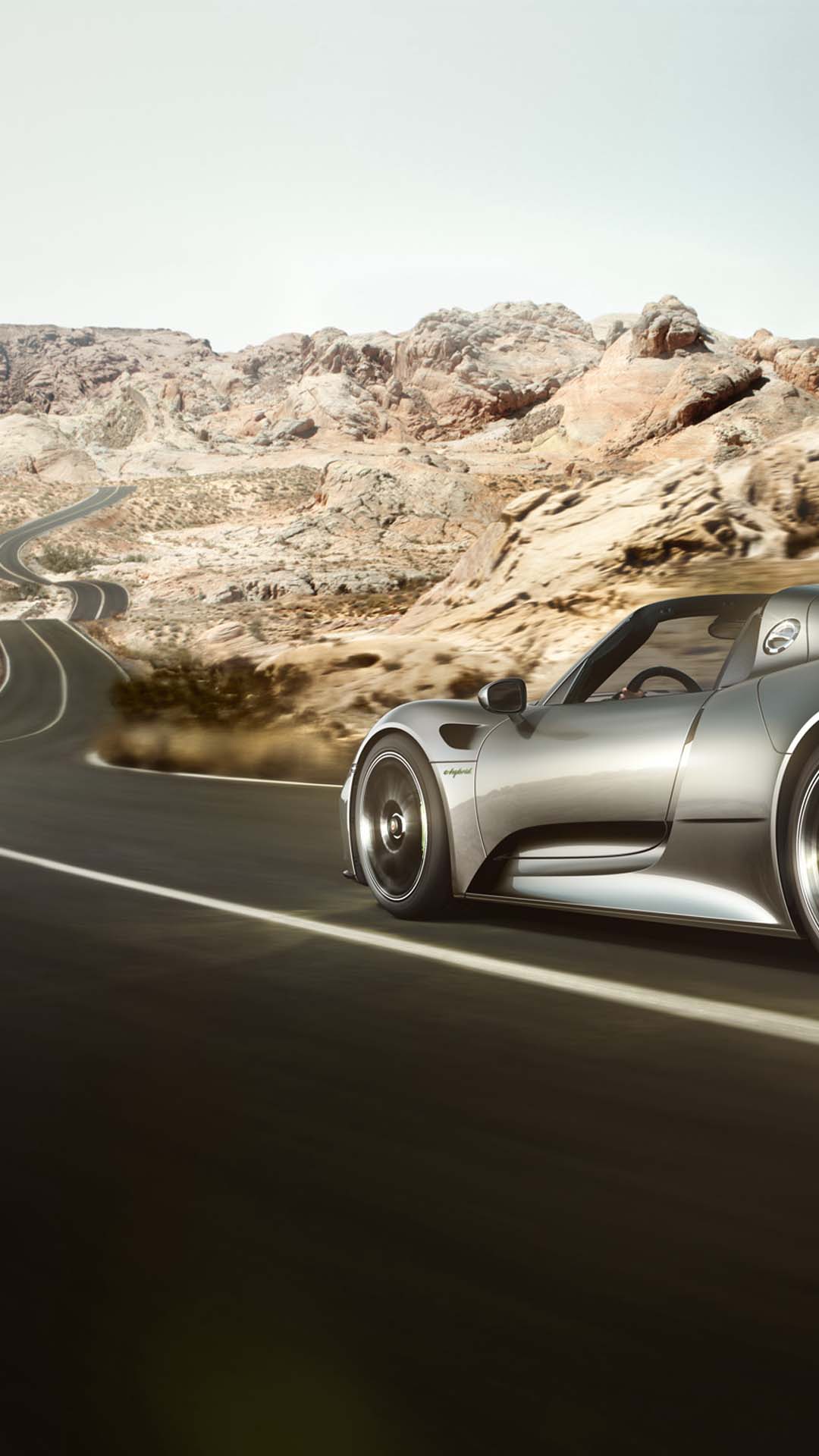porsche 918 spyder driving open road wallpaper mobile