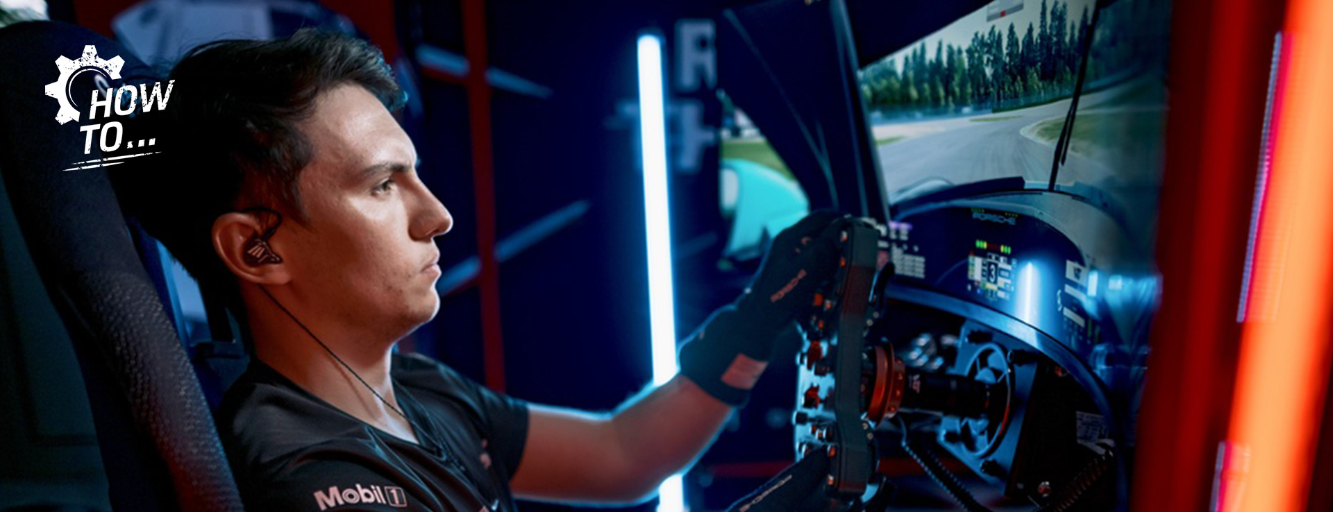 Porsche Coanda Esports Racing Team driver Josh Rogers at wheel