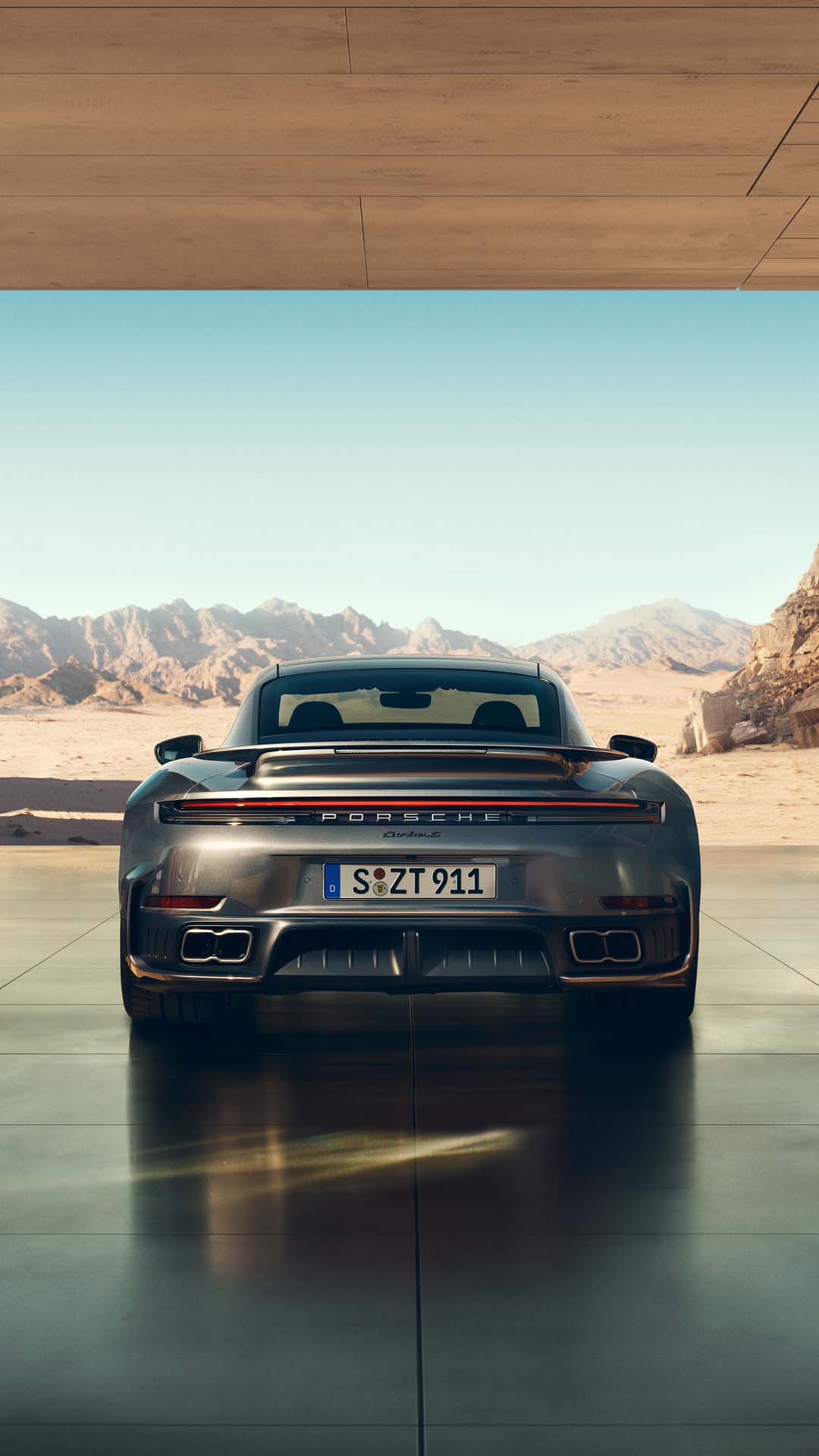 Rear view of Porsche 911 Turbo S