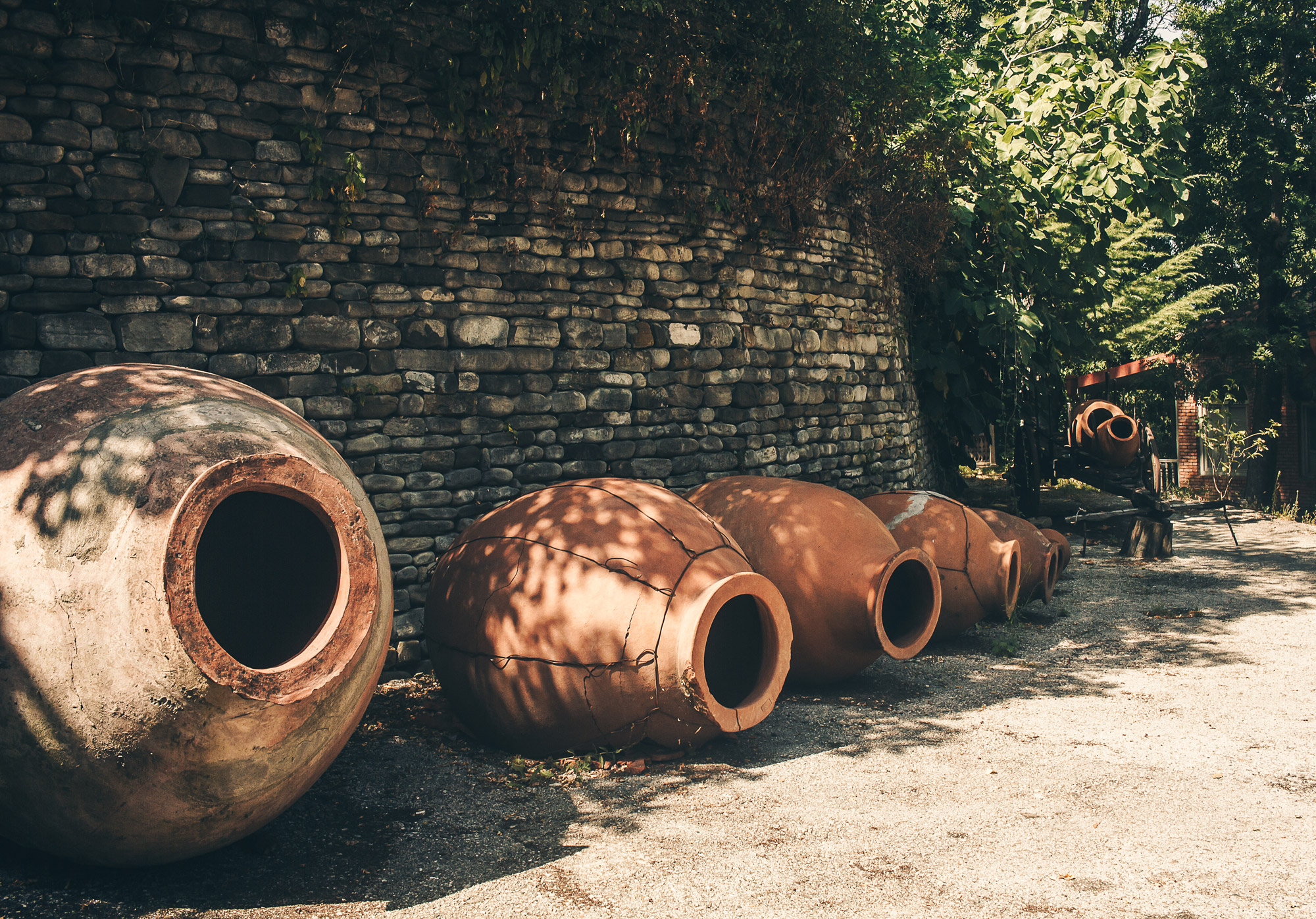 Clay amphora  along a street