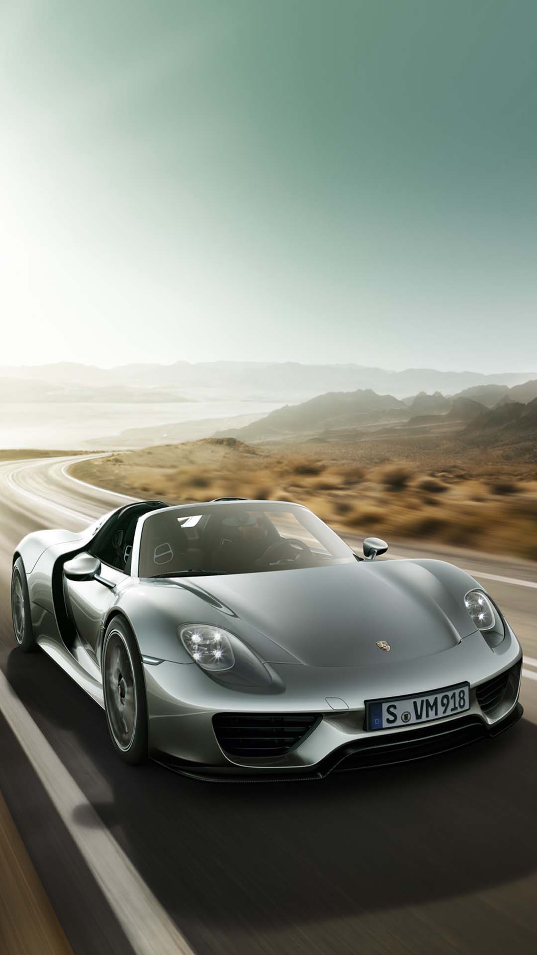 porsche 918 spyder front view driving wallpaper mobile