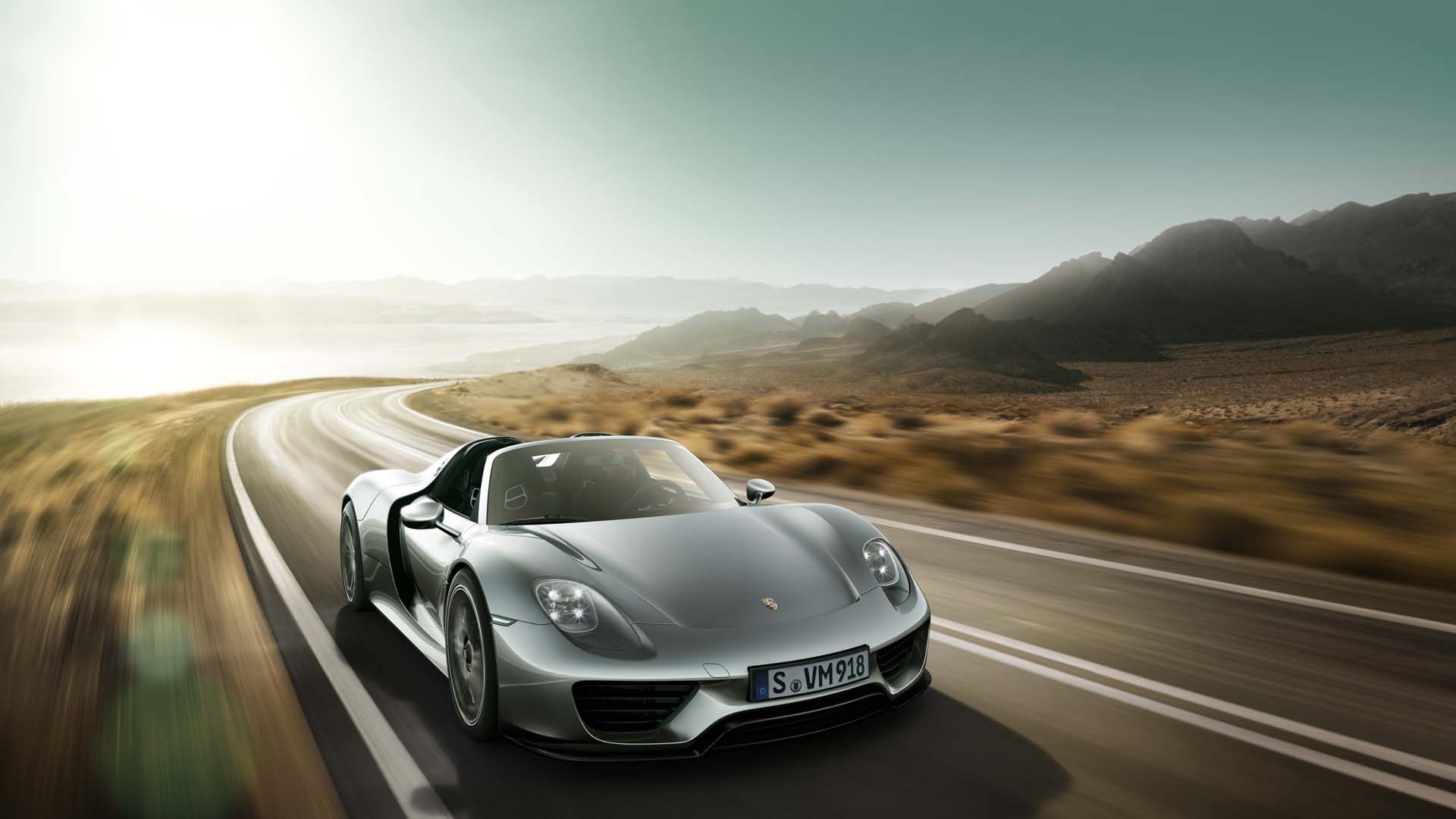 porsche 918 spyder driving road wallpaper desktop