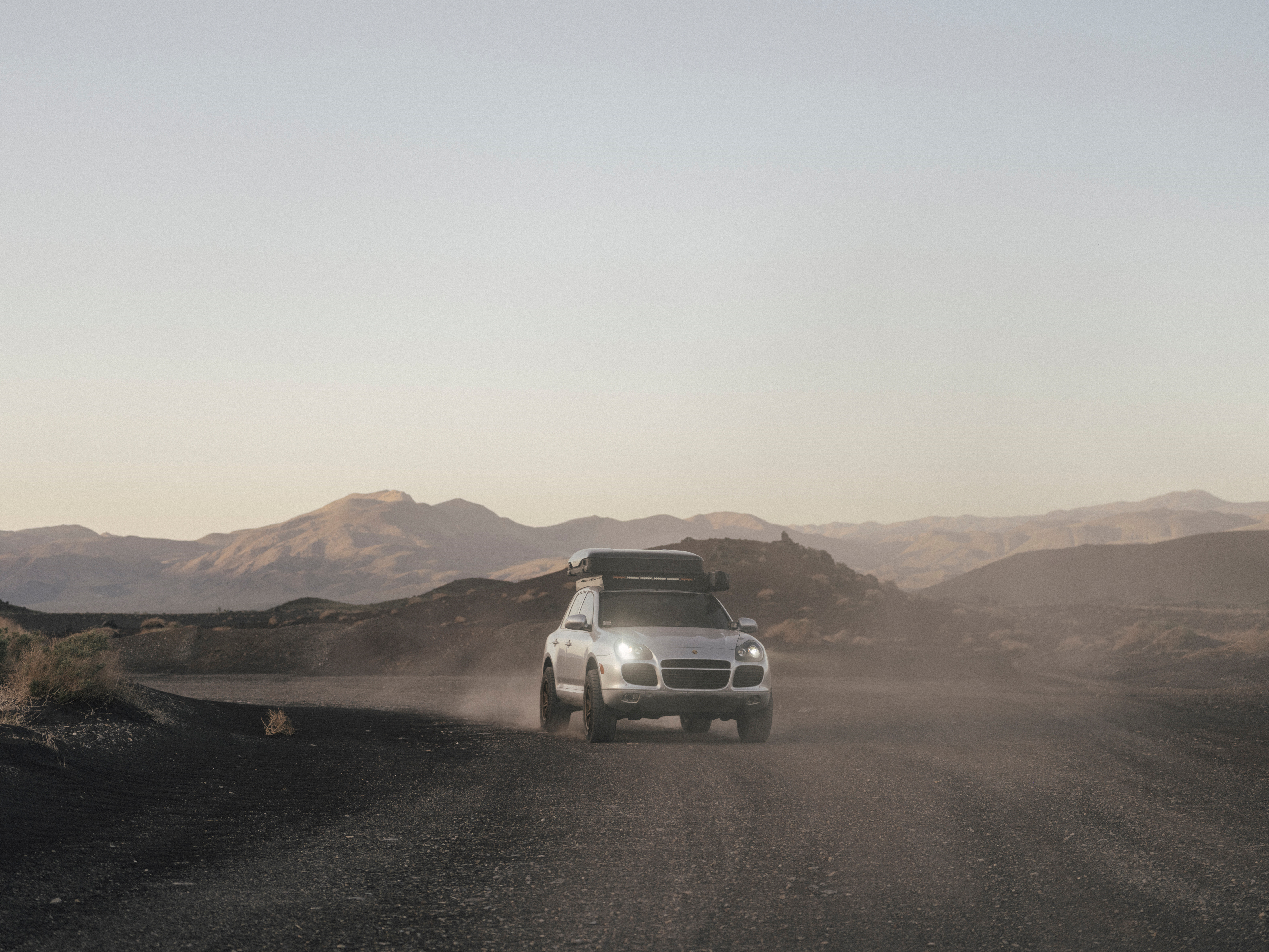 Porsche Cayenne off-roading on a road trip through California