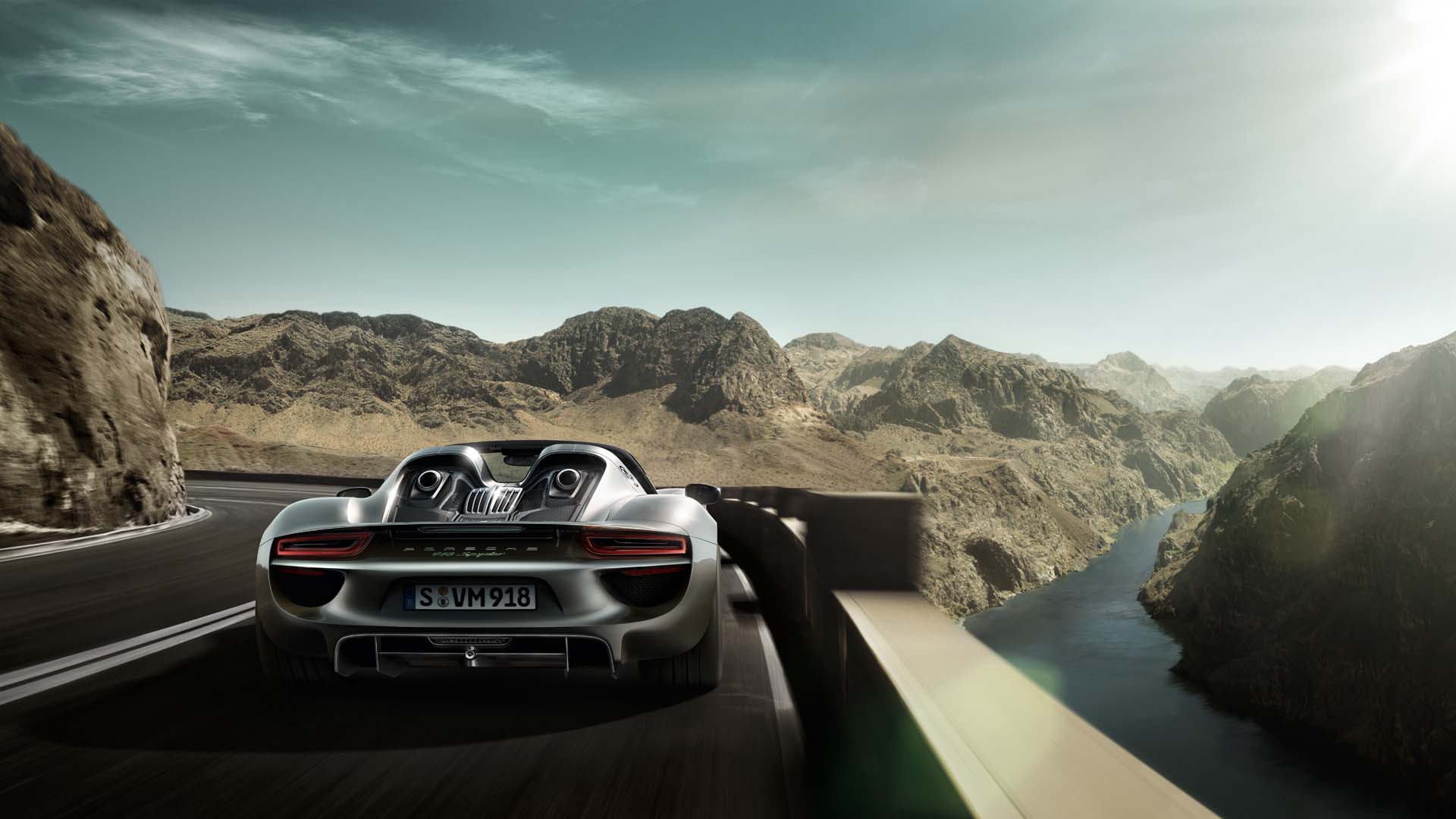 porsche 918 spyder mountain road parked wallpaper desktop