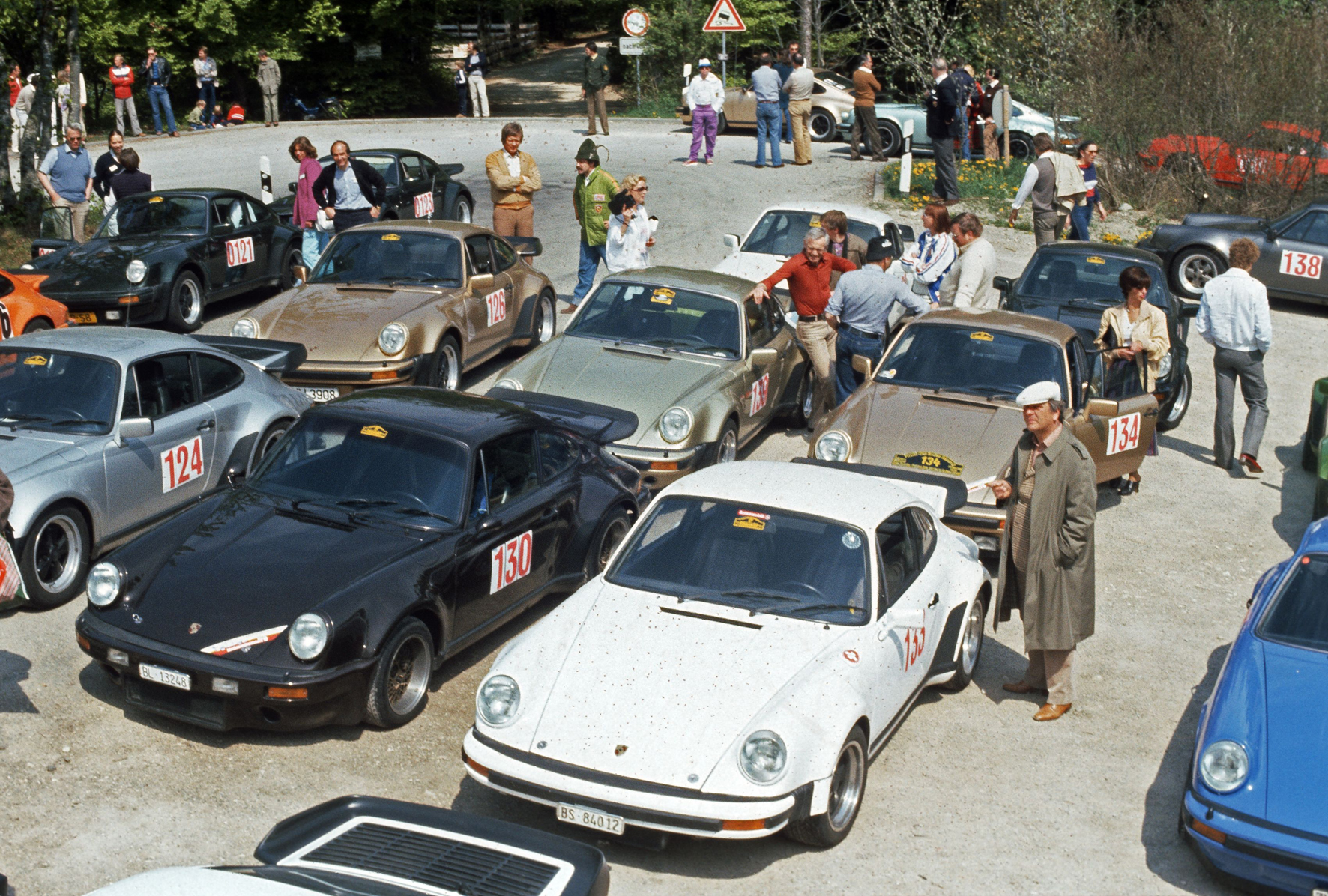 Porsche 911 Turbo cars at Deutschland Club meeting in 1980