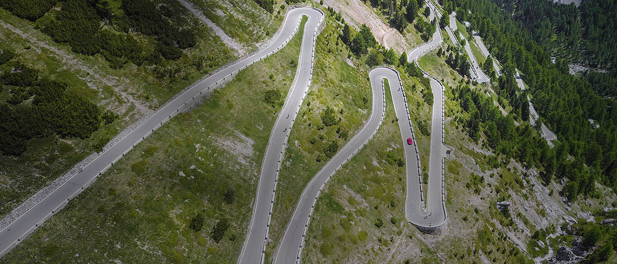 Curvy road from birds perspective
