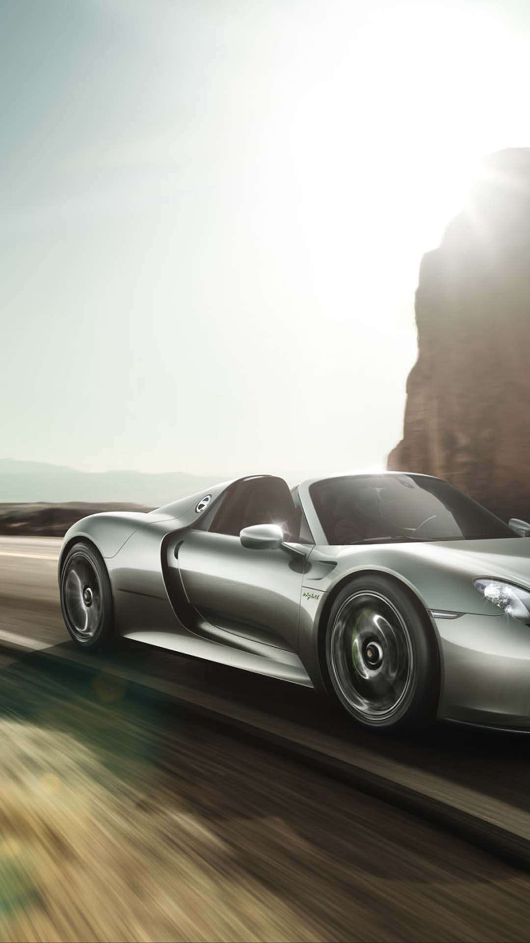 porsche 918 spyder driving road wallpaper mobile