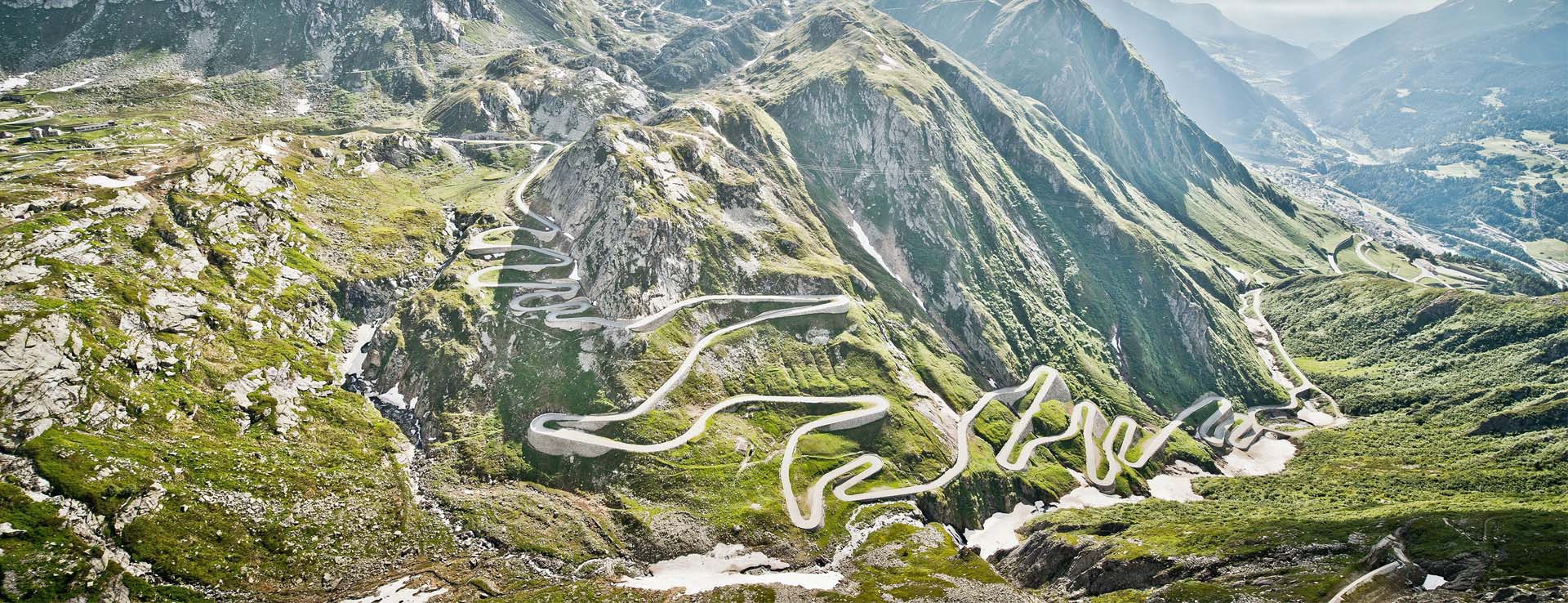 The switchback roads of the Swiss Alps