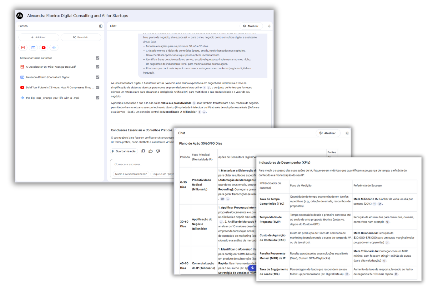 NotebookLM prompt and results printscreen