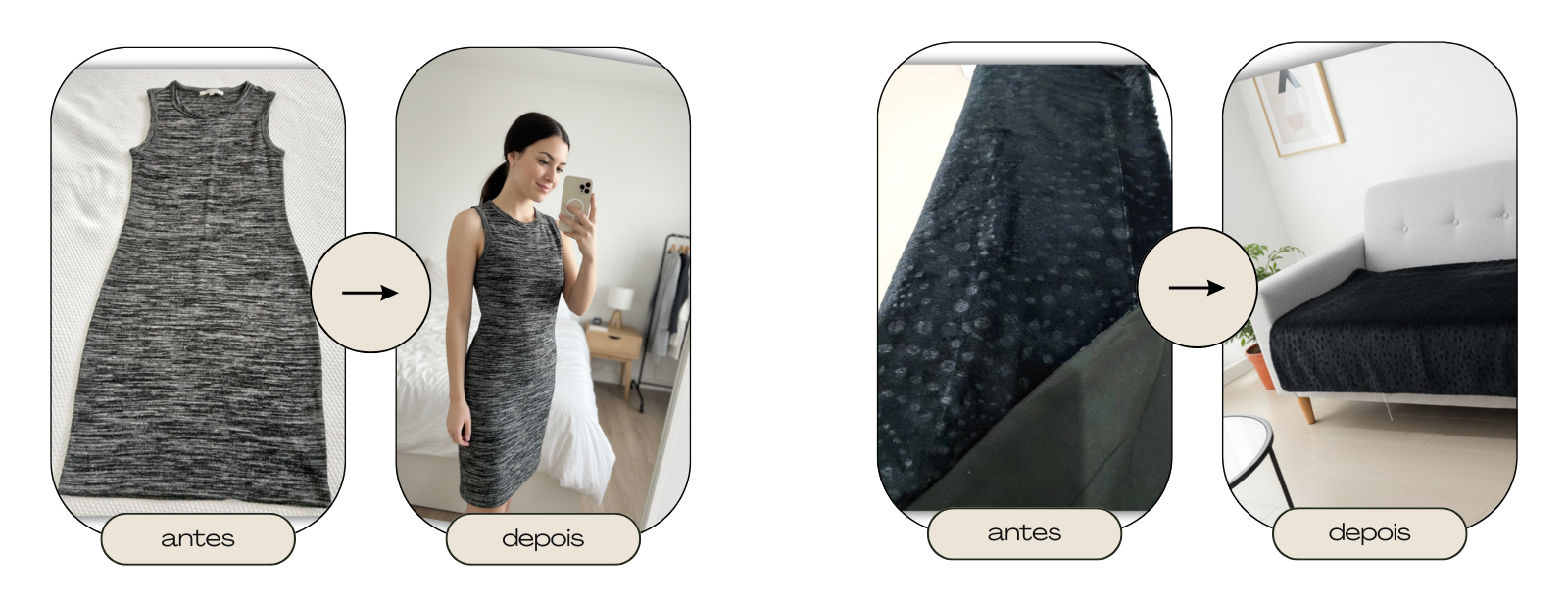 antes e depois artigos em segunda mao