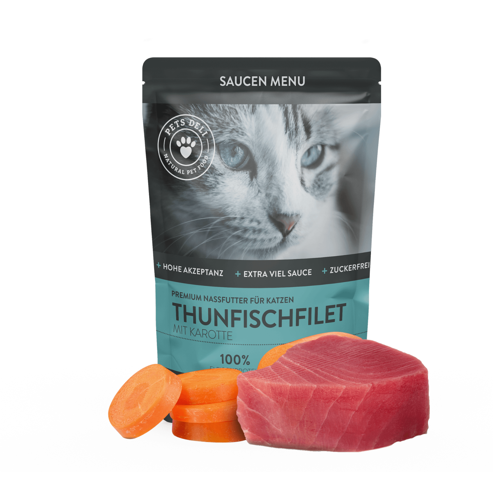 Nassfutter, Trockenfutter oder BARF - Comp NaFu Katze Pouch Thunfisch